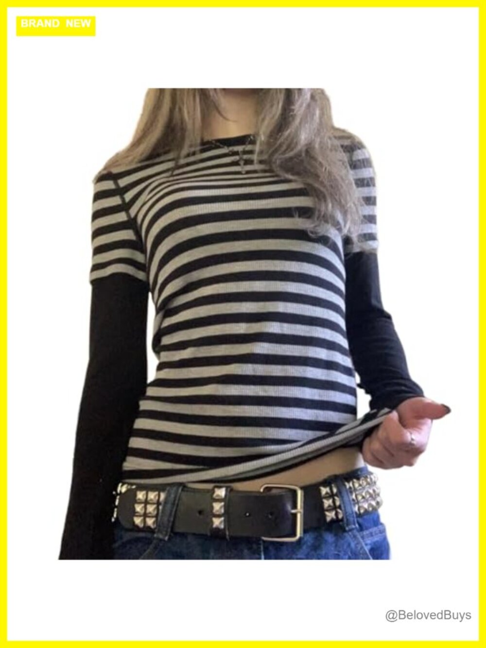 Striped Long Sleeve Crop Top Y2k Slim Fit Grunge Streetwear